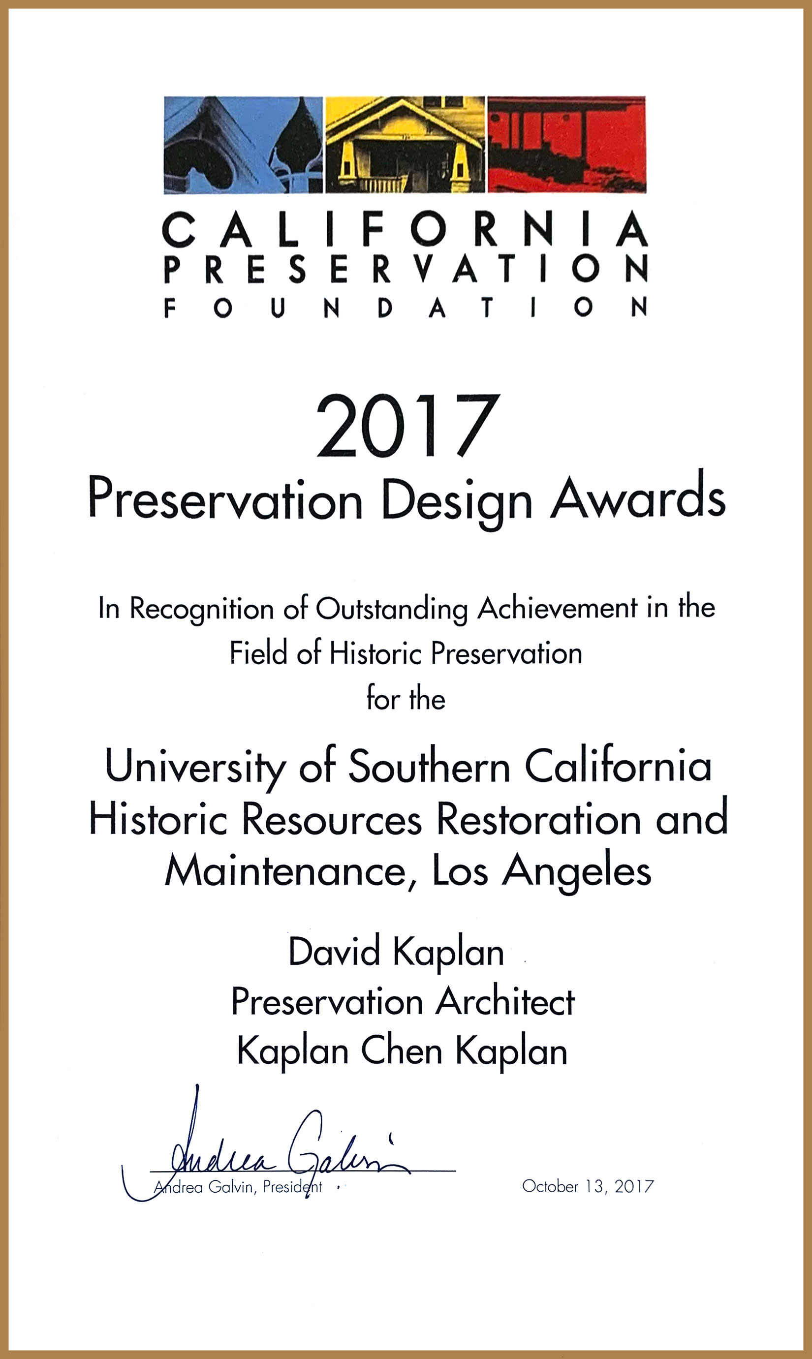 CA preservation award 2017