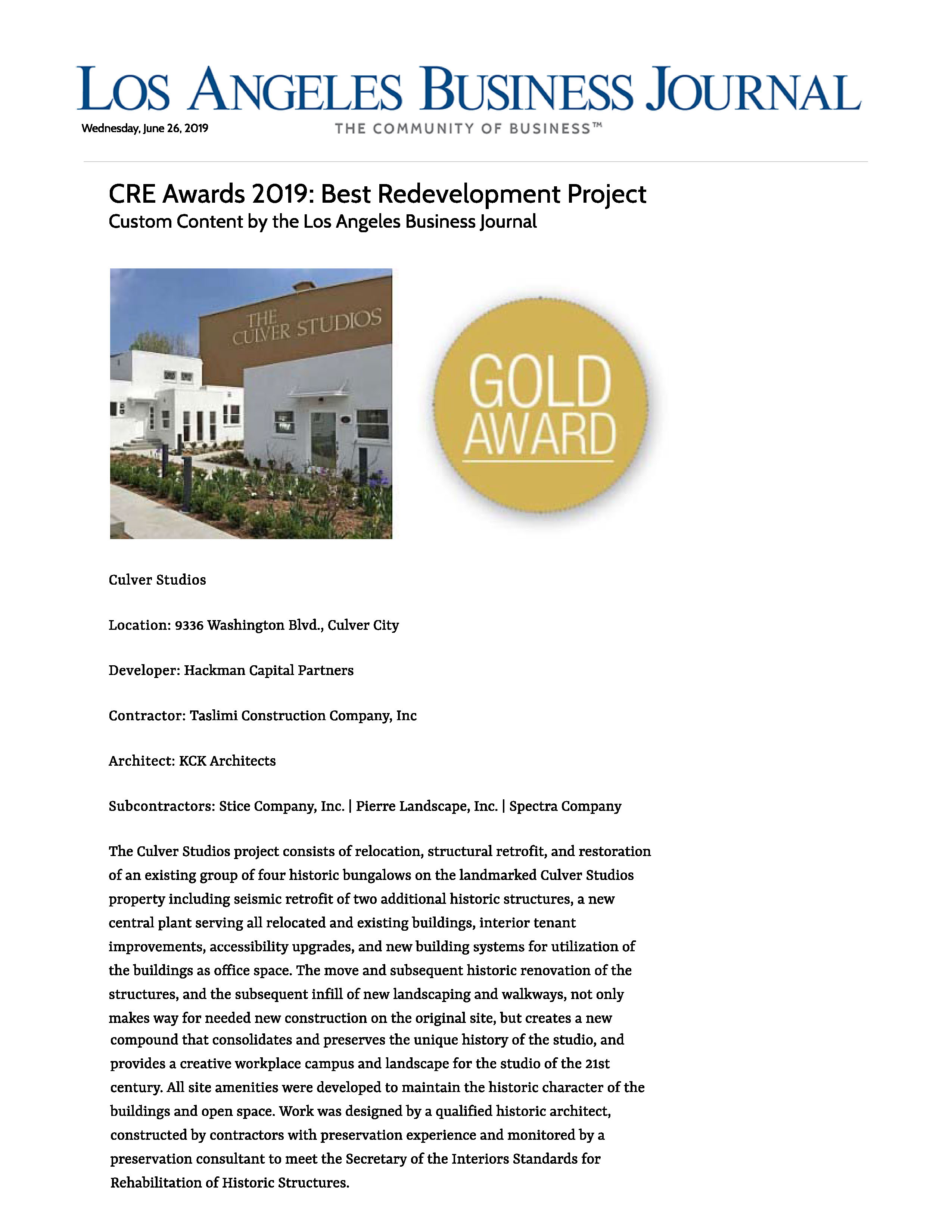 CRE Awards 2019